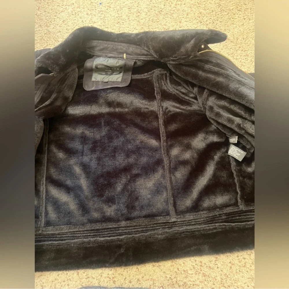 Sean John Mens Black Shearling Lining Suede Leather Coat winter Jacket Size 3XL